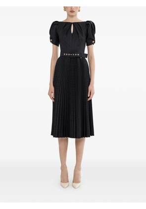 NISSA midi pleated pinstripe-pattern dress - Blue