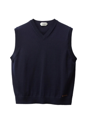 Versace embroidered wool knit vest - Blue