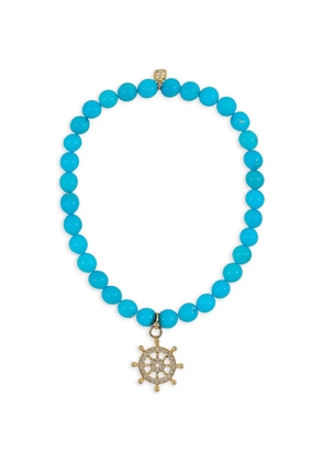 Sydney Evan Helm Charm diamond and turquoise bracelet - Gold