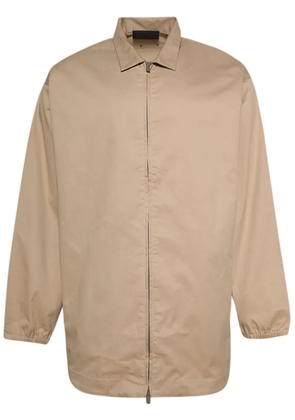FEAR OF GOD ESSENTIALS logo-patch zip-up shirt jacket - Neutrals
