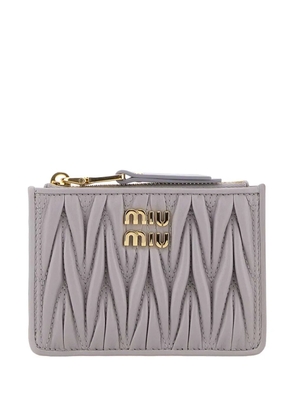 Miu Miu Matelassé nappa leather card holder - Grey