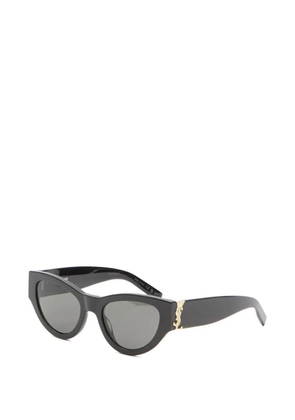Saint Laurent thick frame monogram sunglasses - Black
