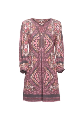 Hale Bob Malayah floral beaded V-neck mini dress - Purple