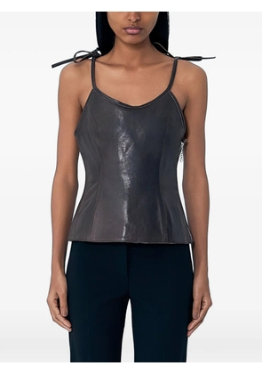 OUR LEGACY tie-straps leather corset top - Brown