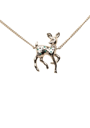 CHANEL Pre-Owned 2025 CC Gold Plated Rhinestone Deer Pendant Necklace costume necklace