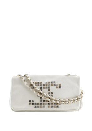 CHANEL Pre-Owned 2008-2009 CC Lambskin Mosaic Studs Accordion Flap shoulder bag - White