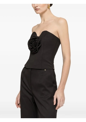 NISSA floral-appliqué corset top - Black