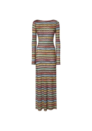 Missoni long-sleeve zigzag-pattern beach dress - Brown