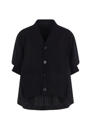 sacai pinstripe button cardigan - Black