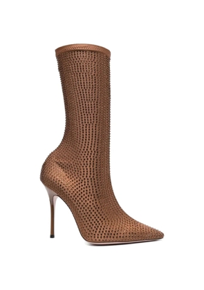 Gedebe crystal pointy ankle boots - Brown