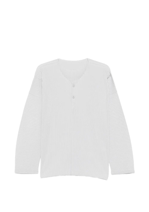 Homme Plissé Issey Miyake February pleated button T-shirt - Grey