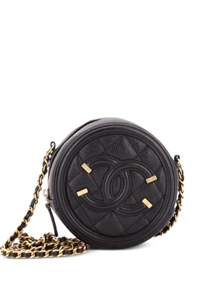 CHANEL Pre-Owned Filigree Round Clutch with Chain Quilted Caviar Mini crossbody bag - Black