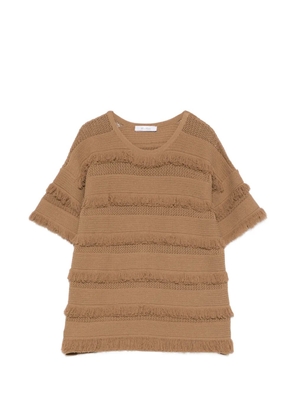 Max Mara fringe-details T-shirt - Brown