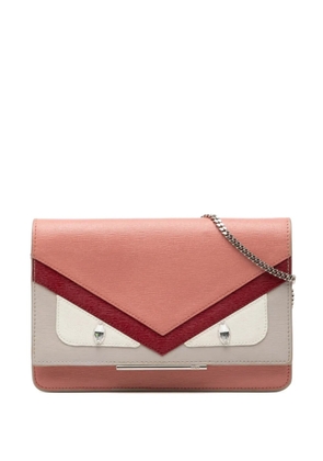 Fendi Pre-Owned 2010-2025 Leather Crystal Eye Monster Tube Wallet On Chain crossbody bag - Pink