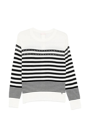 LIU JO striped embellished sweater - White