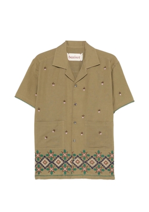 Baziszt hem-embroidered shirt - Green