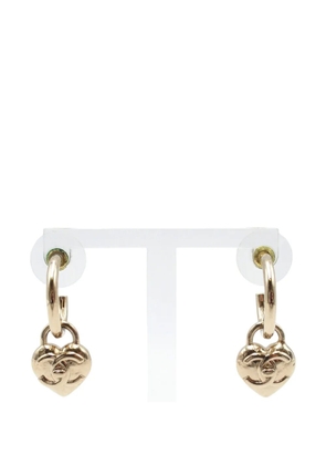 CHANEL Pre-Owned 2022 CC Gold Plated Turnlock Heart Hoop Push Back Earrings costume earrings