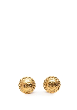 CHANEL Pre-Owned 1980-2000 Gold Plated CC Round Clip On Earrings costume earrings