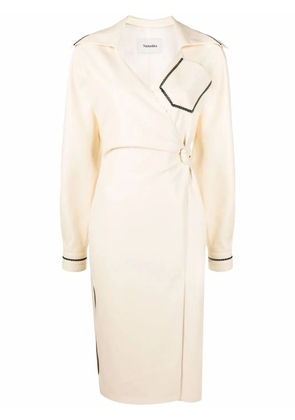 Nanushka contrast-stitch wrap dress - Neutrals