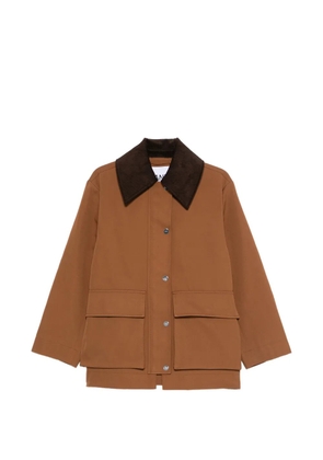 GANNI corduroy-collar pocket jacket - Brown