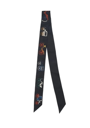 Hermès Pre-Owned 2021-2025 A Toute Berline Embroidered Long Silk Twilly Scarf scarves - Blue