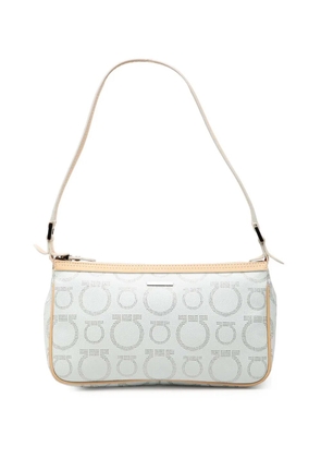 Ferragamo Pre-Owned 2000-2025 Gancini Coated Canvas shoulder bag - White