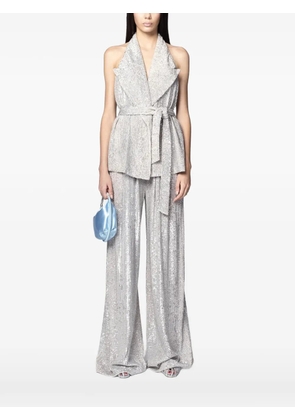 TWENTY FOURHAITCH Arizona sequin-embellished belted vest - Silver