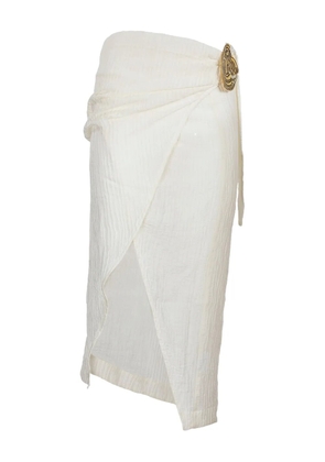 Hamoulet Vega embellished midi wrap skirt - White