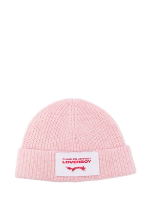 Charles Jeffrey Loverboy logo-patch beanie hat - Pink