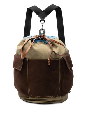 Loewe Pre-Owned 2015-2025 Cotton Suede And Denim Drawstring Reversible backpack - Brown