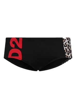 DSQUARED2 logo leopard swim trunk - Black