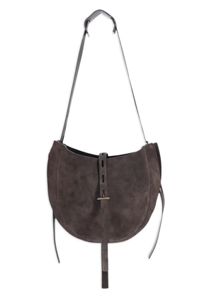 MINOBOSSI crescent-shaped suede shoulder bag - Brown