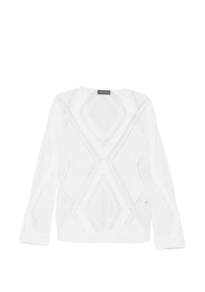 Lorena Antoniazzi openwork V-neck sweater - White