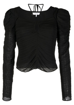 FRAME gathered keyhole tie-neck top - Black