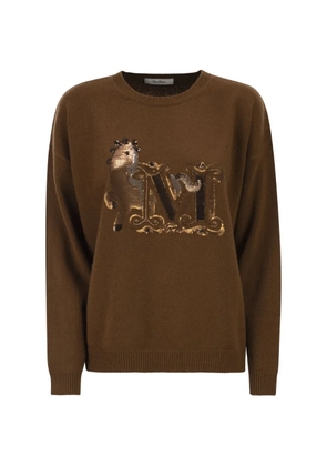 Max Mara monogram embroidered sweater - Brown