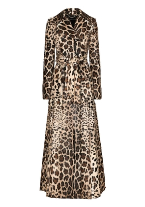 Dolce & Gabbana leopard-print trench coat - Neutrals