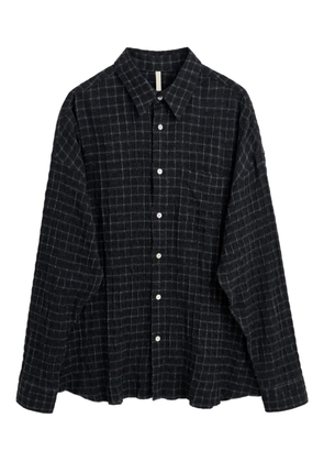 Sunflower long-sleeve grid-pattern shirt - Black