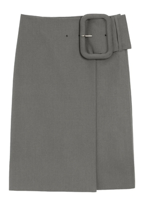 AMI Paris oversized-buckle midi skirt - Grey