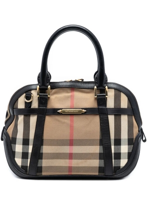 Burberry Pre-Owned 2000-2017 Small Leather Trimmed House Check Canvas Bridle Orchard satchel - Brown