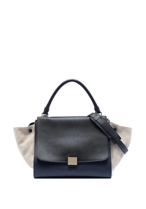 Celine Pre-Owned 2012 Medium Tricolor Calfskin and Canvas Trapeze satchel - Blue
