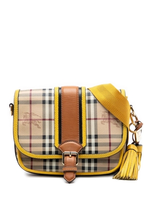 Burberry Pre-Owned 2000-2017 Haymarket Check Coated Canvas and Leather Buckle Flap crossbody bag - Brown