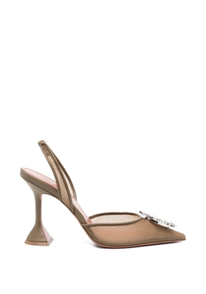 Amina Muaddi Begum embellishment sling pumps - Brown
