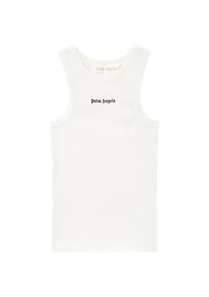 Palm Angels logo ribbed tank top - White