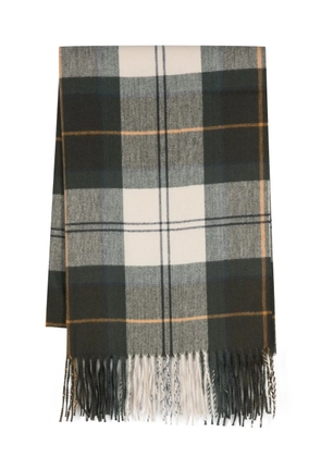 Barbour check-pattern fringed scarf - Green