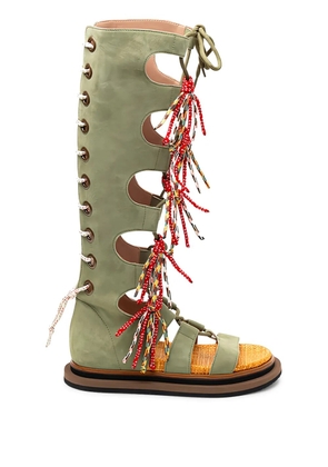 Hogan lace-up tassel sandals - Green