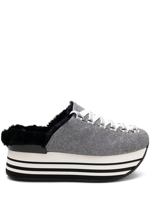 Hogan platform lace-up mules - Grey