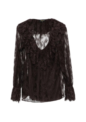 LUISA SPAGNOLI lace ruffled blouse - Brown