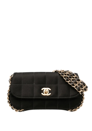 CHANEL Pre-Owned 2004-2005 Mini Chocolate Bar Satin Triple Chain Single Flap handbag - Black