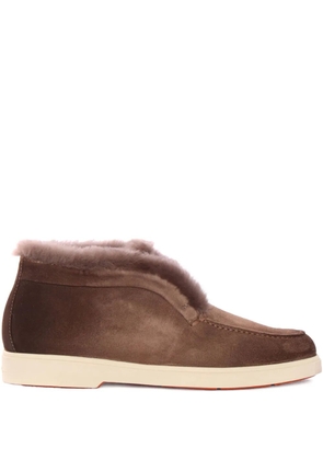 Santoni fur-trimmed suede boots - Brown