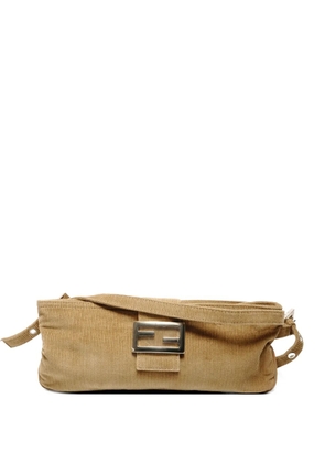 Fendi Pre-Owned 1990-2000 logo-detail corduroy shoulder bag - Neutrals